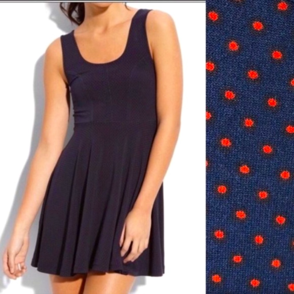 FREE PEOPLE Dress | Navy with Red Polkadots size Medium